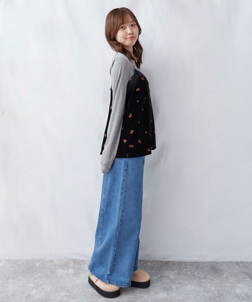 archives（アルシーヴ）の「レーストリム花刺繍ベロアキャミチュニック（シャツ/ブラウス・レディース・ブラウン/ブラック・MEDIUM）」の9枚目の写真