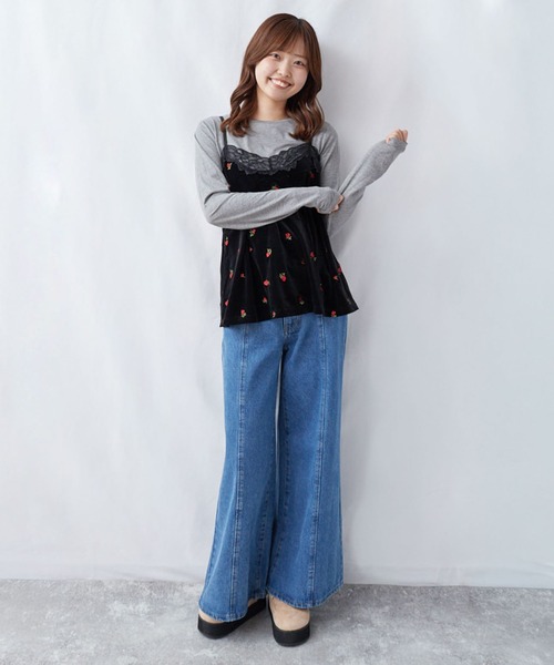 archives（アルシーヴ）の「レーストリム花刺繍ベロアキャミチュニック（シャツ/ブラウス・レディース・ブラウン/ブラック・MEDIUM）」の12枚目の写真