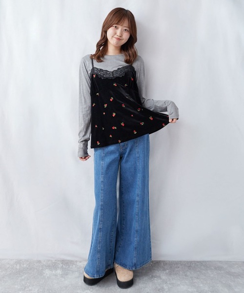 archives（アルシーヴ）の「レーストリム花刺繍ベロアキャミチュニック（シャツ/ブラウス・レディース・ブラウン/ブラック・MEDIUM）」の13枚目の写真