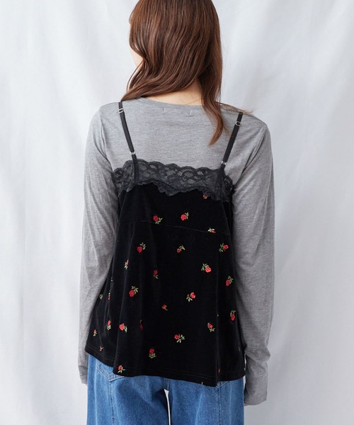 archives（アルシーヴ）の「レーストリム花刺繍ベロアキャミチュニック（シャツ/ブラウス・レディース・ブラウン/ブラック・MEDIUM）」の6枚目の写真
