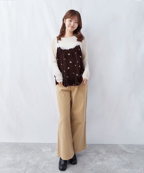 archives（アルシーヴ）の「レーストリム花刺繍ベロアキャミチュニック（シャツ/ブラウス・レディース・ブラウン/ブラック・MEDIUM）」の17枚目の写真