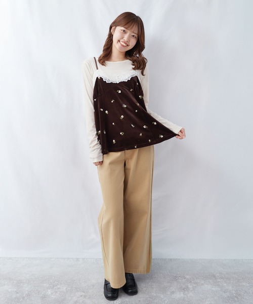 archives（アルシーヴ）の「レーストリム花刺繍ベロアキャミチュニック（シャツ/ブラウス・レディース・ブラウン/ブラック・MEDIUM）」の18枚目の写真