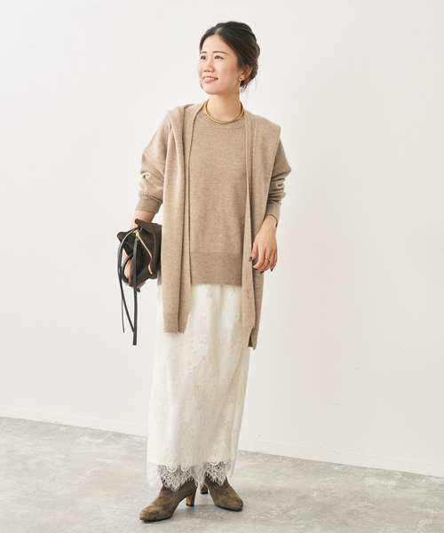 Spick & Span(スピックアンドスパン)の「レースイージータイトスカート(スカート・レディース・モカ/ホワイト系その他・38/36)」の3枚目の写真