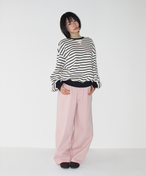 RONRON（ロンロン）の「ELBOW PATCH STRIPE SWEATSHIRT IVORY（スウェット・レディース・その他・FREE）」の4枚目の写真