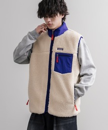 Patagonia パタゴニア M'S CLASSIC RETRO-X VEST クラシックレトロXフリースベスト/ワンポイントロゴ入り配色切替スタンドカラーフルジップボアベスト