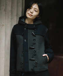 PADDED DUFFLE WOOL COAT, NAVY