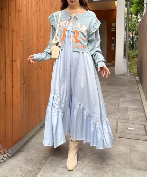 w closet(ダブルクローゼット)の「カレッジボレロ+ワンピース(ワンピース・レディース・イエロー/ライトグレー/ネイビー/ブルー・FREE)」の3枚目の写真