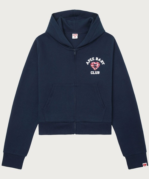A BATHING APE プリント フル ジップ パーカー　ネイビー APEE CAMO HEART COLLEGE PRINT KNIT ZIP HOODIE #1（パーカー）｜APEE
