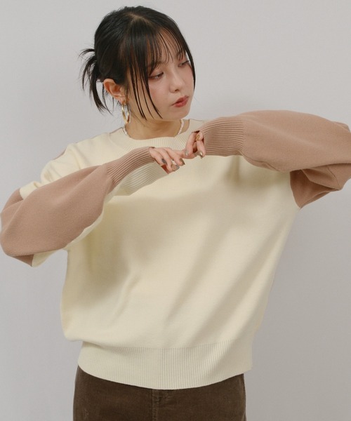 palm RICHE(ポームリシュ)の「ミラノリブバイカラーニット(ニット/セーター・レディース・ネイビー/オフホワイト/ブラック・M)」の9枚目の写真