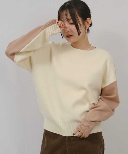 palm RICHE(ポームリシュ)の「ミラノリブバイカラーニット(ニット/セーター・レディース・ネイビー/オフホワイト/ブラック・M)」の10枚目の写真
