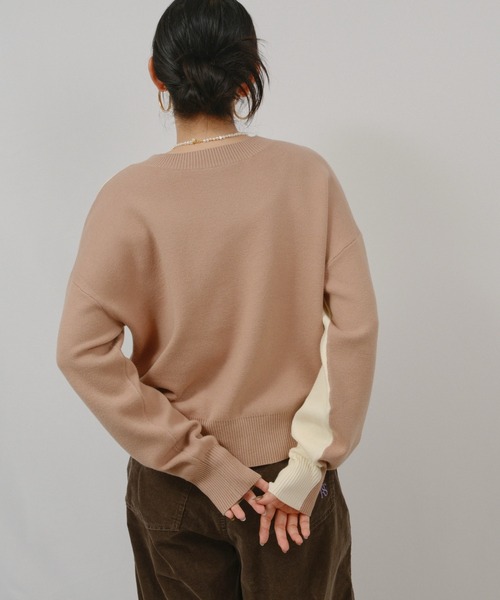 palm RICHE(ポームリシュ)の「ミラノリブバイカラーニット(ニット/セーター・レディース・ネイビー/オフホワイト/ブラック・M)」の11枚目の写真
