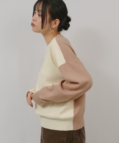 palm RICHE(ポームリシュ)の「ミラノリブバイカラーニット(ニット/セーター・レディース・ネイビー/オフホワイト/ブラック・M)」の13枚目の写真
