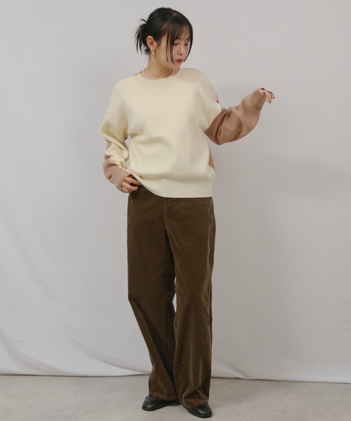 palm RICHE(ポームリシュ)の「ミラノリブバイカラーニット(ニット/セーター・レディース・ネイビー/オフホワイト/ブラック・M)」の14枚目の写真
