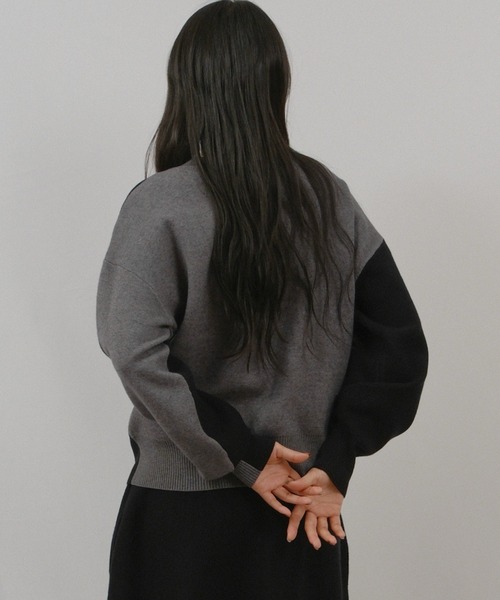 palm RICHE(ポームリシュ)の「ミラノリブバイカラーニット(ニット/セーター・レディース・ネイビー/オフホワイト/ブラック・M)」の21枚目の写真