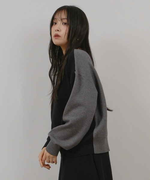 palm RICHE(ポームリシュ)の「ミラノリブバイカラーニット(ニット/セーター・レディース・ネイビー/オフホワイト/ブラック・M)」の22枚目の写真