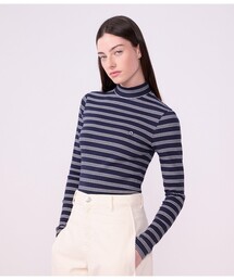 ボーダータートルネック長袖Tシャツ