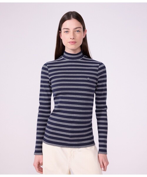 PETIT BATEAU（プチバトー）の「ボーダータートルネック長袖Ｔシャツ（Tシャツ/カットソー・レディース・ブルー系その他・XX-SMALL/X-SMALL/SMALL/MEDIUM/LARGE）」の2枚目の写真