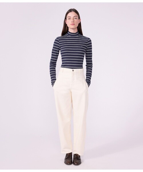 PETIT BATEAU（プチバトー）の「ボーダータートルネック長袖Ｔシャツ（Tシャツ/カットソー・レディース・ブルー系その他・XX-SMALL/X-SMALL/SMALL/MEDIUM/LARGE）」の3枚目の写真