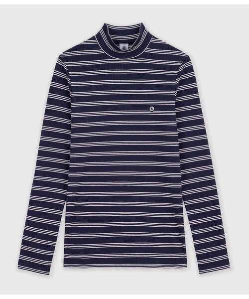 PETIT BATEAU（プチバトー）の「ボーダータートルネック長袖Ｔシャツ（Tシャツ/カットソー・レディース・ブルー系その他・XX-SMALL/X-SMALL/SMALL/MEDIUM/LARGE）」の4枚目の写真