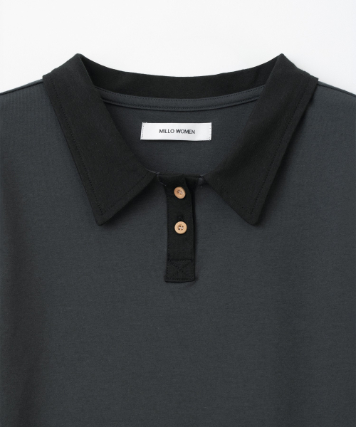 MILLO WOMEN（ミロウーマン）の「ソフトカラーTシャツ[チャコール]（ポロシャツ・レディース・その他・ONE SIZE）」の4枚目の写真