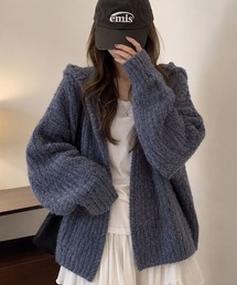 ニットフーディーカーディガン