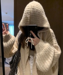ニットフーディーカーディガン