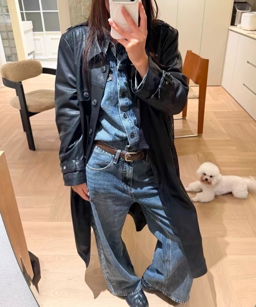 FAVORITO(ファヴォリート)の「デニムシングルブレストシャツパンツセットアップ(セットアップ・レディース・ダークブルー/ライトブルー・XL/L/M/S)」の15枚目の写真