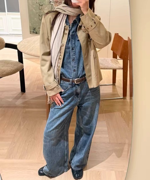 FAVORITO(ファヴォリート)の「デニムシングルブレストシャツパンツセットアップ(セットアップ・レディース・ダークブルー/ライトブルー・XL/L/M/S)」の17枚目の写真