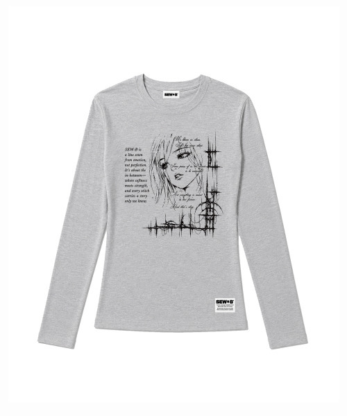 SEW-B（ソービー）の「セミクロップド 20Hz 長袖Tシャツ [グレーメランジ]（Tシャツ/カットソー・レディース・その他・FREE）」の2枚目の写真