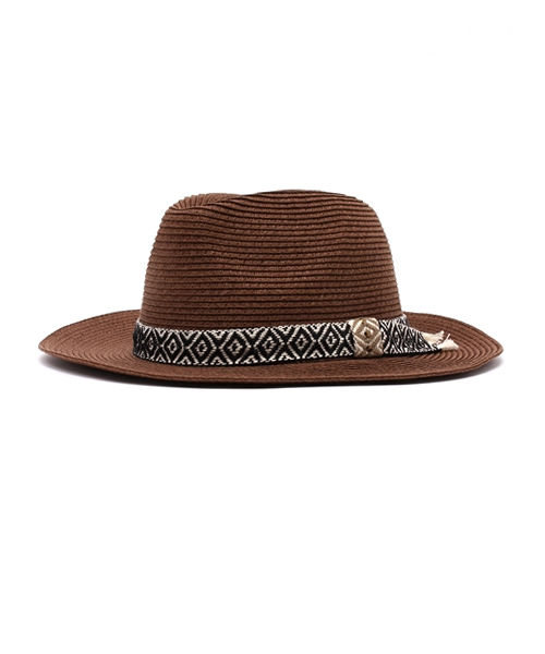 チャイハネ(チャイハネ)の「【チャイハネ】ジオメトリックテープつば広ハット(ハット・レディース・ナチュラル/ブラウン・FREE)」の3枚目の写真