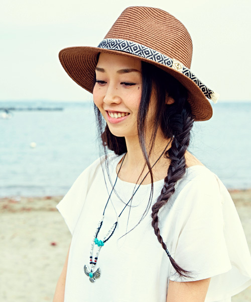 チャイハネ(チャイハネ)の「【チャイハネ】ジオメトリックテープつば広ハット(ハット・レディース・ナチュラル/ブラウン・FREE)」の15枚目の写真