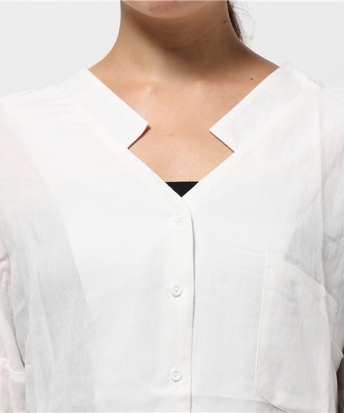 Re:EDIT（リエディ）の「オーバーネックイレヘムシャツ/スキッパーシャツ/ブラウス[2016秋新作][リエディオリジナル][Re:EDIT/リエディ]（シャツ/ブラウス・レディース・ベージュ/ネイビー/ブラック系その他/ホワイト系その他/アイボリー/ブラック・LARGE/MEDIUM）」の12枚目の写真