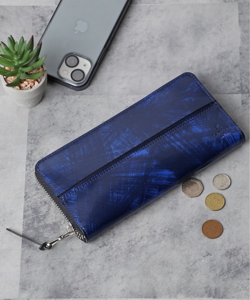 LANVIN en Bleu(ランバンオンブルー)の「“Gran” Round Zip Long Wallet/“グラン” ラウンドジップ 長財布(財布)」|ネイビー