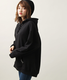WEGO/ピアス付きパーカーワンピース