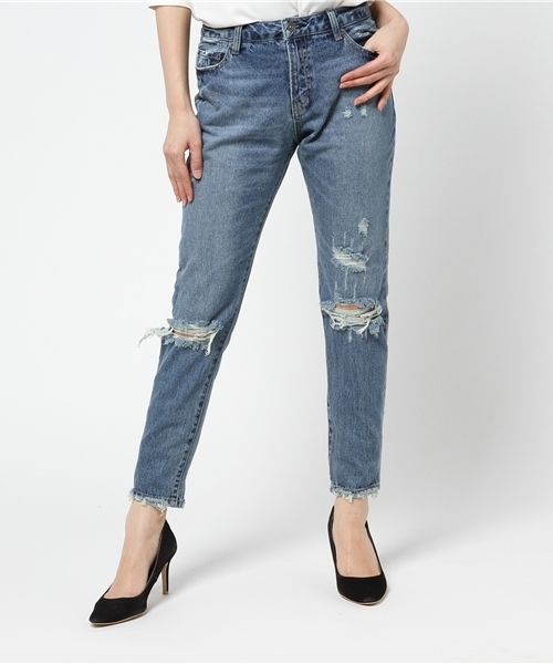 FREE'S MART（フリーズマート）の「ダメージテーパードパンツ（デニムパンツ・レディース・ブラック系その他/ブルー・MEDIUM/X-SMALL/SMALL）」の15枚目の写真