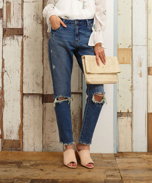 FREE'S MART（フリーズマート）の「ダメージテーパードパンツ（デニムパンツ・レディース・ブラック系その他/ブルー・MEDIUM/X-SMALL/SMALL）」の20枚目の写真