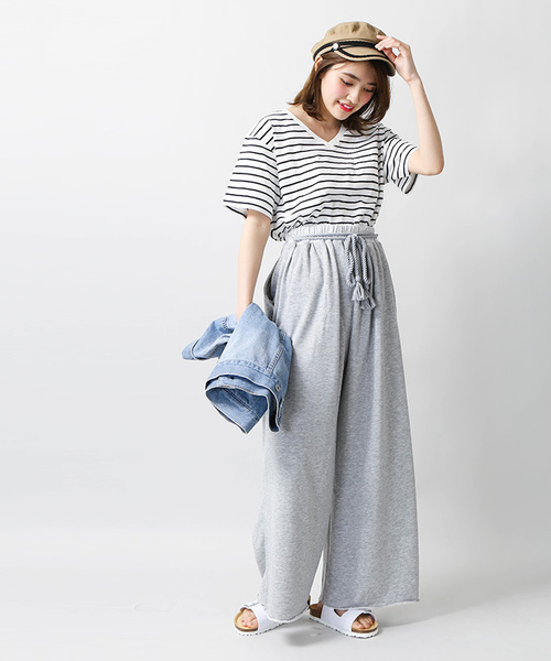 WEGO（ウィゴー）の「WEGO/タッセルベルトスリットワイドパンツ（スウェットパンツ・レディース・杢グレー/レッド/マスタード/ブラック/パープル・LARGE/MEDIUM）」の22枚目の写真