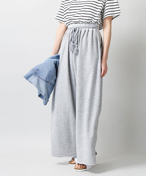 WEGO（ウィゴー）の「WEGO/タッセルベルトスリットワイドパンツ（スウェットパンツ・レディース・杢グレー/レッド/マスタード/ブラック/パープル・LARGE/MEDIUM）」の13枚目の写真