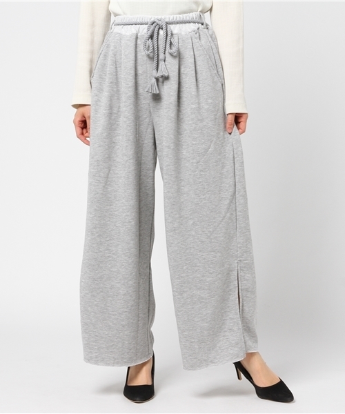 WEGO（ウィゴー）の「WEGO/タッセルベルトスリットワイドパンツ（スウェットパンツ・レディース・杢グレー/レッド/マスタード/ブラック/パープル・LARGE/MEDIUM）」の19枚目の写真
