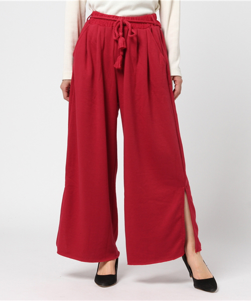 WEGO（ウィゴー）の「WEGO/タッセルベルトスリットワイドパンツ（スウェットパンツ・レディース・杢グレー/レッド/マスタード/ブラック/パープル・LARGE/MEDIUM）」の21枚目の写真