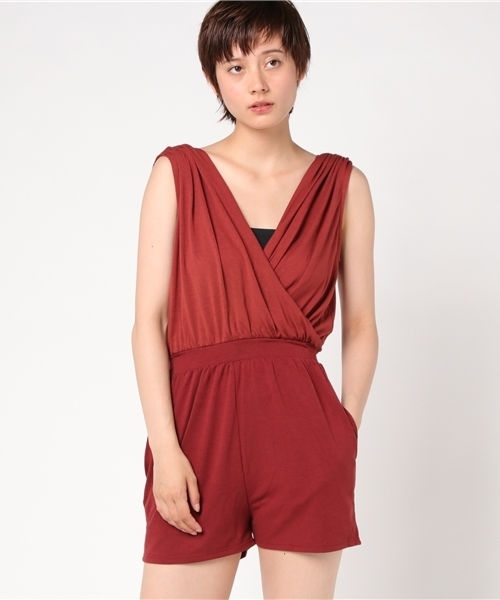 SLY（スライ）の「カシュクール SHORT コンビネゾン（つなぎ/オールインワン・レディース・ブラック/カーキ/レッド系その他・1/2）」の14枚目の写真