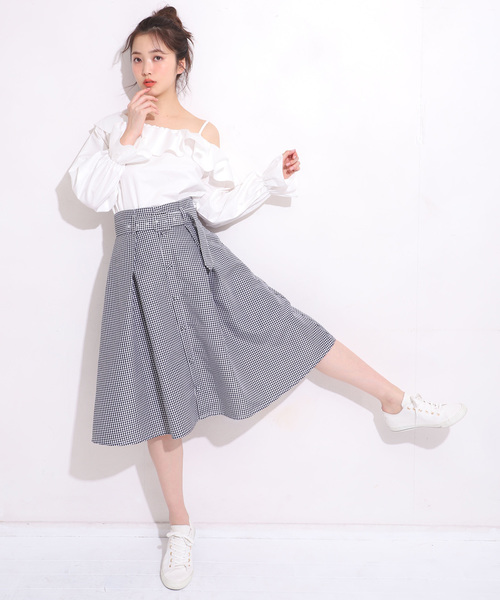 one after another NICE CLAUP（ワンアフターアナザーナイスクラップ）の「フリルワンショルダーブラウス（シャツ/ブラウス・レディース・オフホワイト/チェック・FREE）」の12枚目の写真