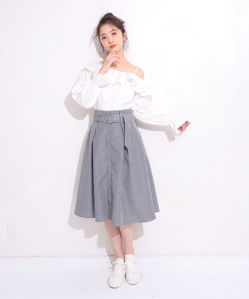 one after another NICE CLAUP（ワンアフターアナザーナイスクラップ）の「フリルワンショルダーブラウス（シャツ/ブラウス・レディース・オフホワイト/チェック・FREE）」の11枚目の写真