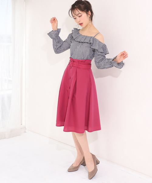 one after another NICE CLAUP（ワンアフターアナザーナイスクラップ）の「フリルワンショルダーブラウス（シャツ/ブラウス・レディース・オフホワイト/チェック・FREE）」の6枚目の写真