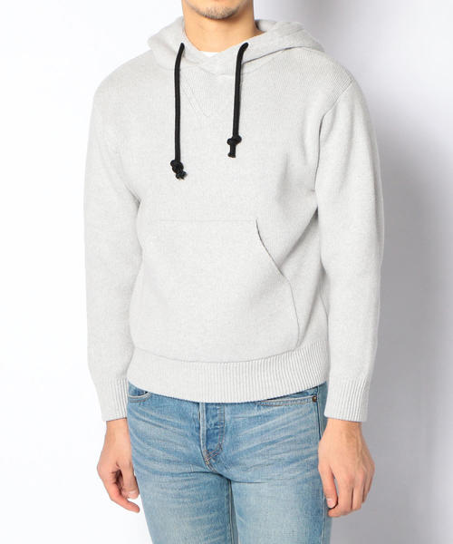 CABAN ホワイト フード付きニットパーカー M CABaN コットンカシミヤ ジップパーカ | CABaN/キャバン | 三越