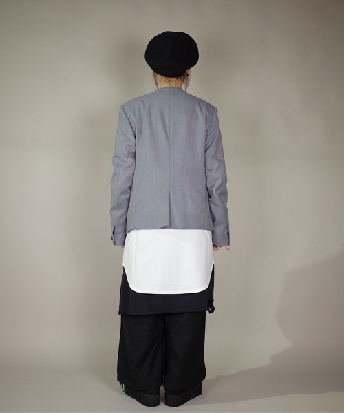 rovtski(ロフトスキー)の「rovtski【セットアップで着用可能】2018 SPRING TR ノーカラージャケット "PARIS"(ノーカラージャケット・メンズ・グレー/ダークネイビー/ブラック・MEDIUM/LARGE)」の4枚目の写真