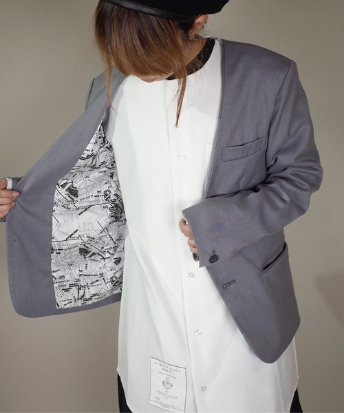 rovtski(ロフトスキー)の「rovtski【セットアップで着用可能】2018 SPRING TR ノーカラージャケット "PARIS"(ノーカラージャケット・メンズ・グレー/ダークネイビー/ブラック・MEDIUM/LARGE)」の7枚目の写真