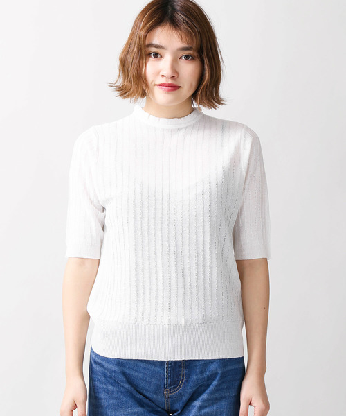 WEGO(ウィゴー)の「WEGO/シアー編みフリルハイネックニット(ニット/セーター・レディース・サックスブルー/ライトイエロー/ホワイト/ブラック/ターコイズブルー/レッド・FREE)」の21枚目の写真
