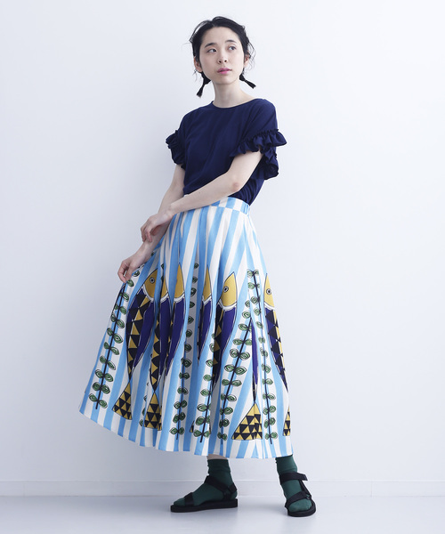 MERLOT（メルロー）の「おさかなフェスティバル柄スカート7535