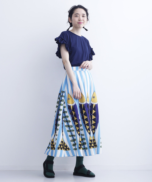 MERLOT（メルロー）の「おさかなフェスティバル柄スカート7535